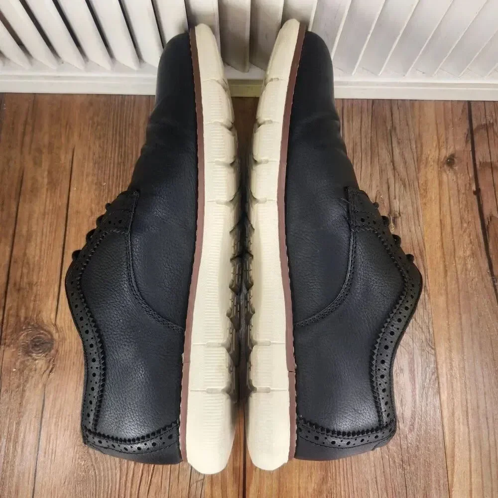 Curt & Larson Metro Mens Sz 10 3E Wide Black Leather Oxfords Dress Shoes 055195